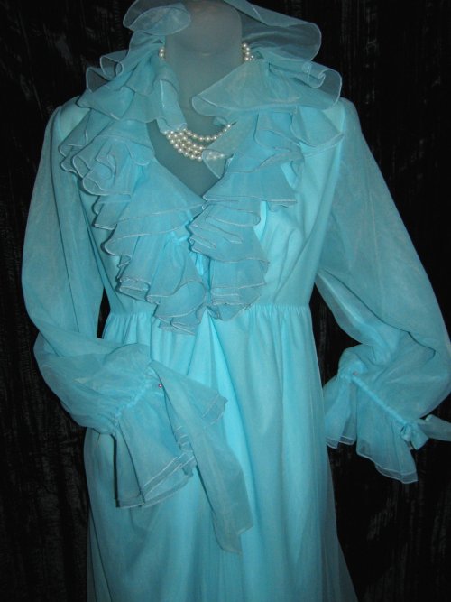 Ruffled Blue Peignoir