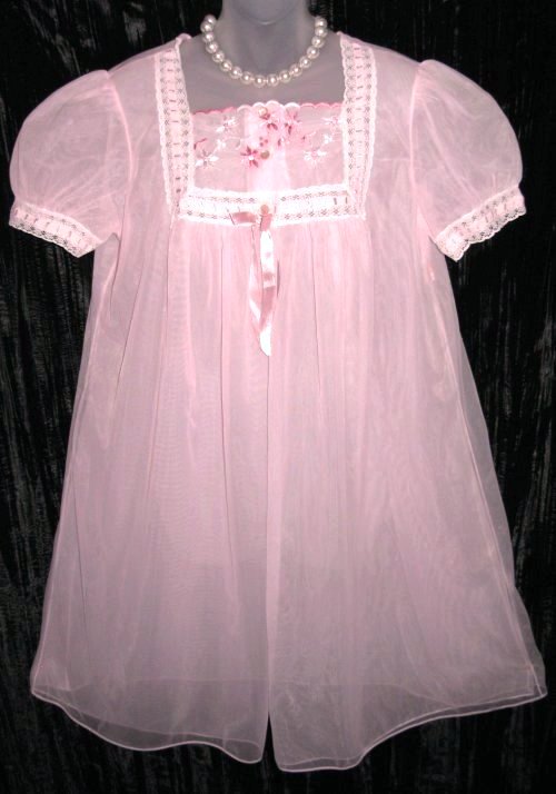 Pink Chiffon Peignoir Robe Vintage Lov'Lee