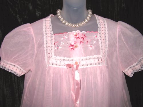 Vintage Pink Chiffon Peignoir Robe