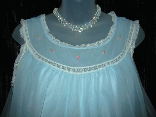 Chiffon Babydoll Nightgown Lace Trim