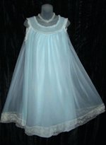 Blue Babydoll Nightgown Lace Hem