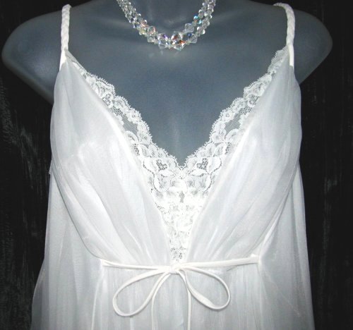 Shadowline Nightgown Bridal White Chiffon