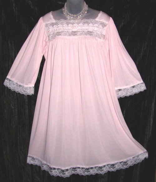 Christian Dior Pink Nylon Lace Ribbon Nightgown